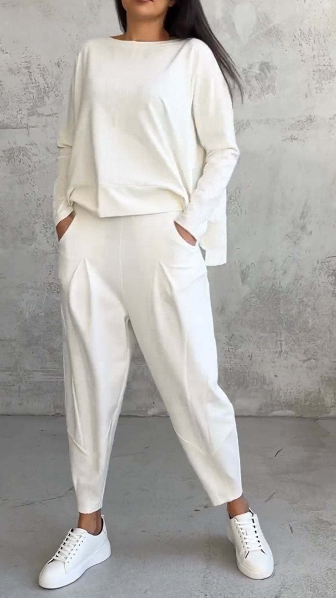 Costume de pantalon sarouel à manches longues pour femmes, conception irrégulière